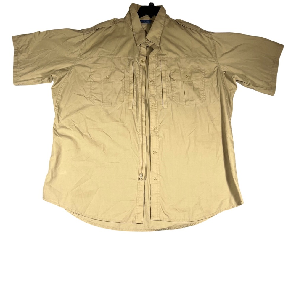 Propper Mens 3XL Khaki Tactical Short Sleeve Button Down Shirt Pockets Tan 9264